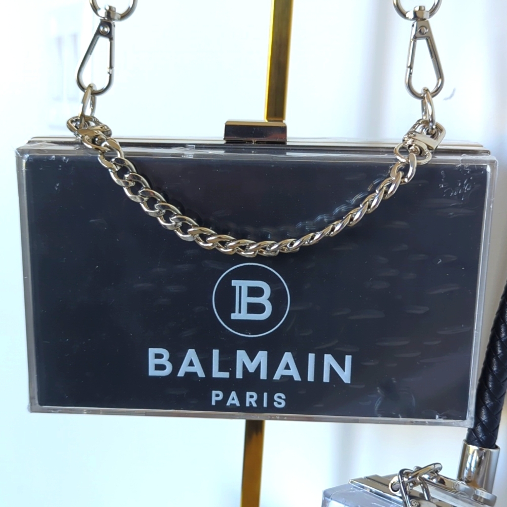 Balmain Paper Shopping Bag Upcycled Novelty Box Clutch Bag